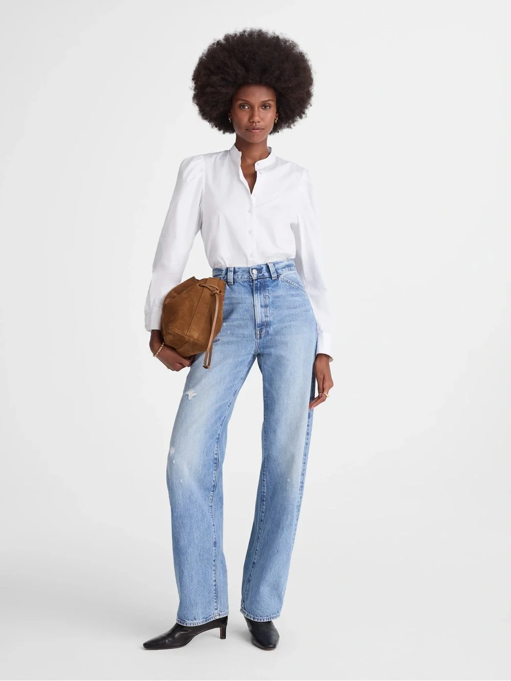 Madewell Puff-Sleeve Button-Up Shirt S